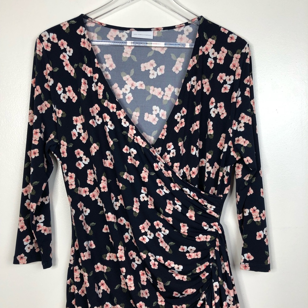 New York & Company Faux Wrap Dress Large